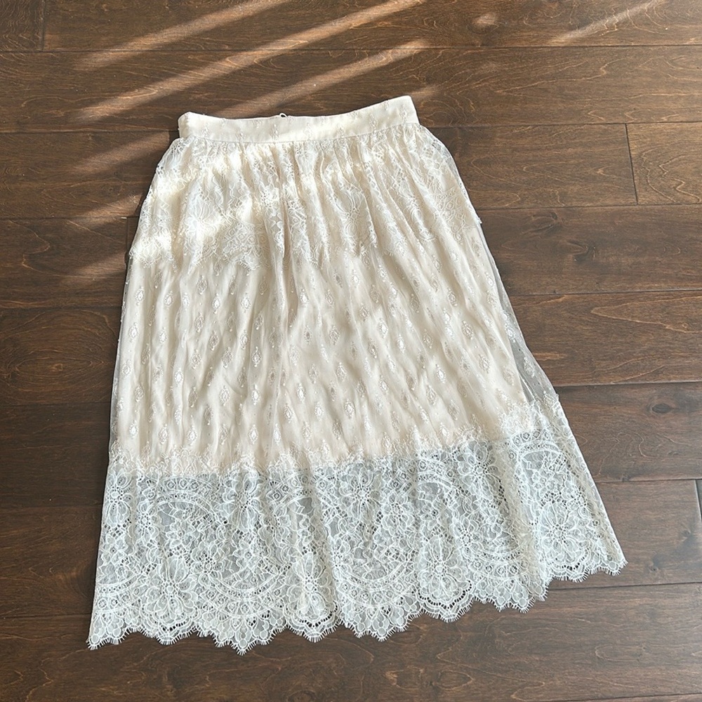 Women’s Skirt Lace Off White Lined Waist 26 ST2825 Scalloped Edge - Picture 4 of 4